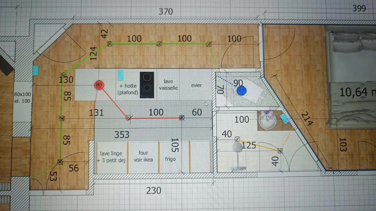 Étude d'aménagement et plans — Paris — appartement 10,64 m²